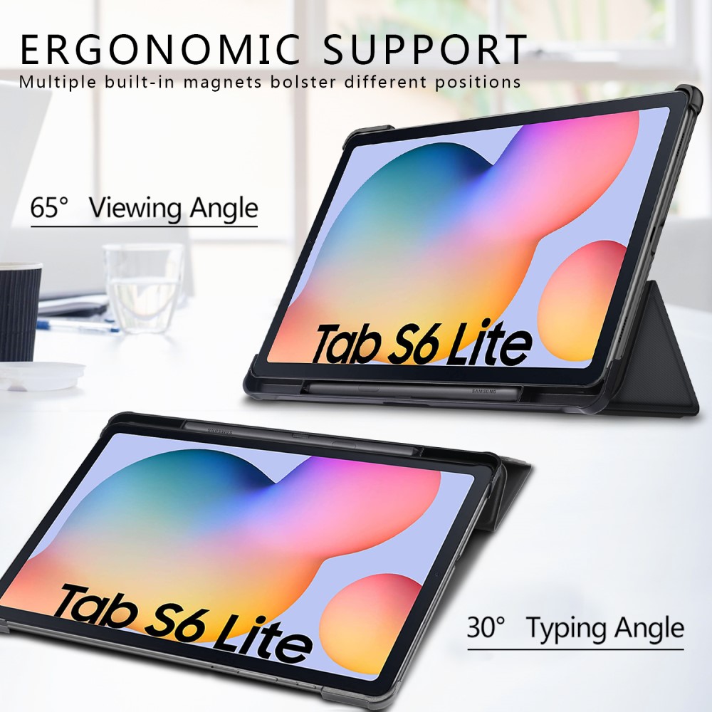  Samsung Galaxy Tab S6 Lite Fodral Bumper Tri-Fold Svart