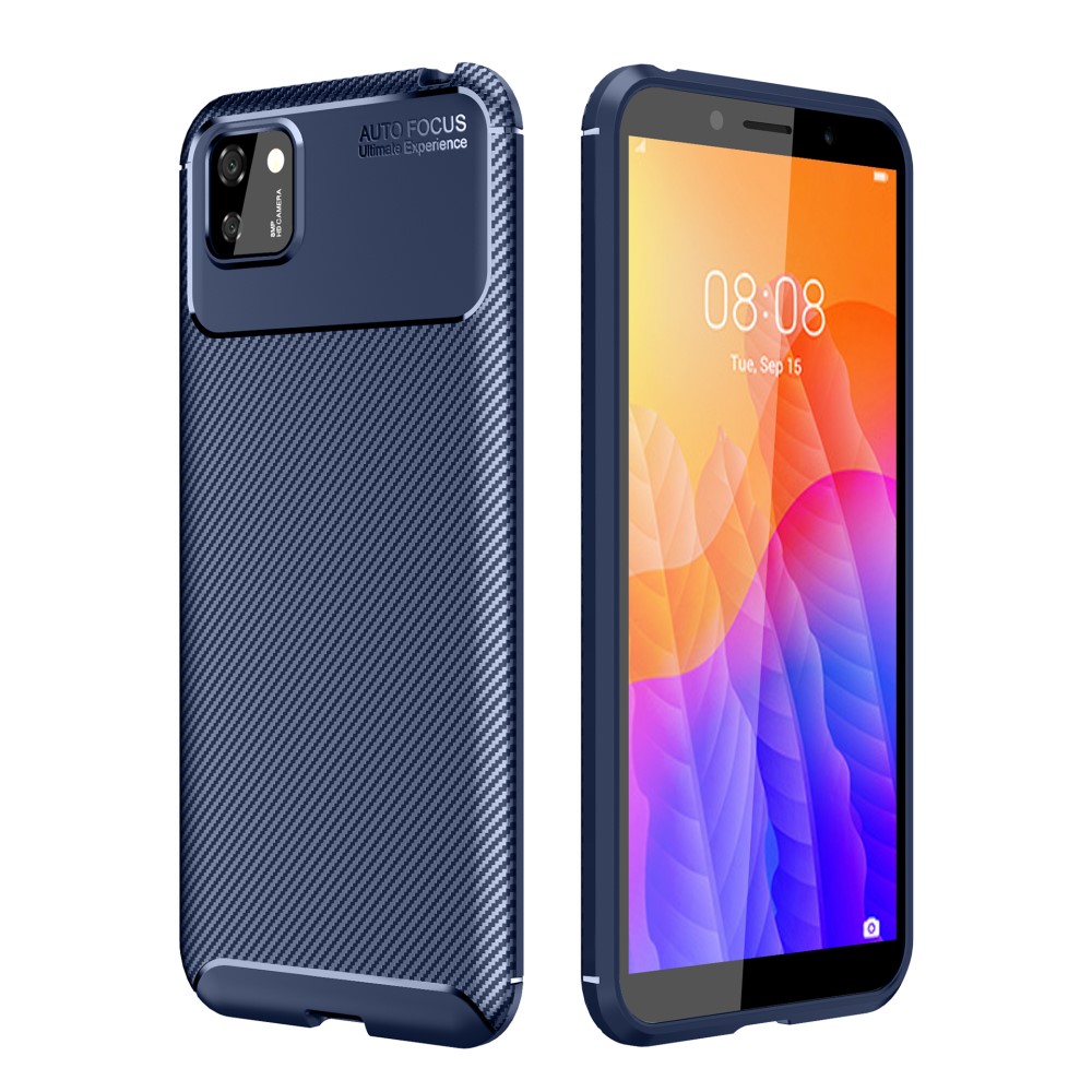  Huawei Y5p - Kolfiber Textur Skal - Blå