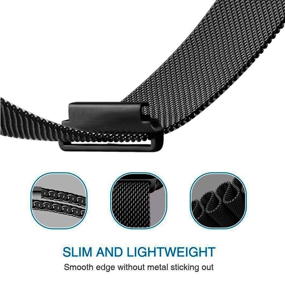  Milanese Loop Metall Armband För Smartwatch - Svart (22 mm)