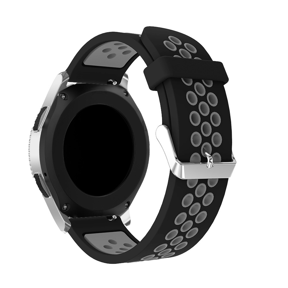 Tvåfärgat Silikon Armband - Svart/Grå (22mm)