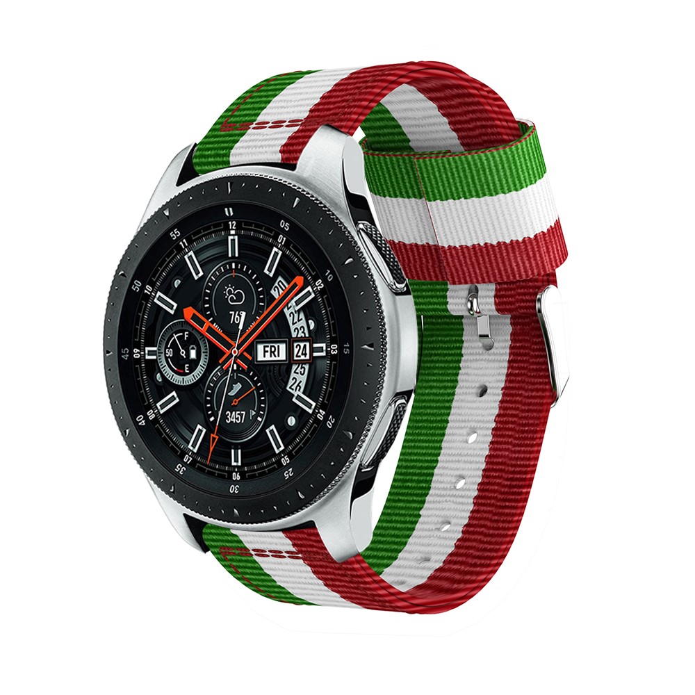  Nylon Armband Med Vertikal Design - Grön/Vit/Röd (22mm)