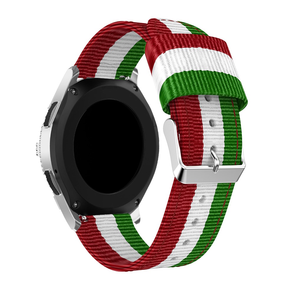  Nylon Armband Med Vertikal Design - Grön/Vit/Röd (22mm)
