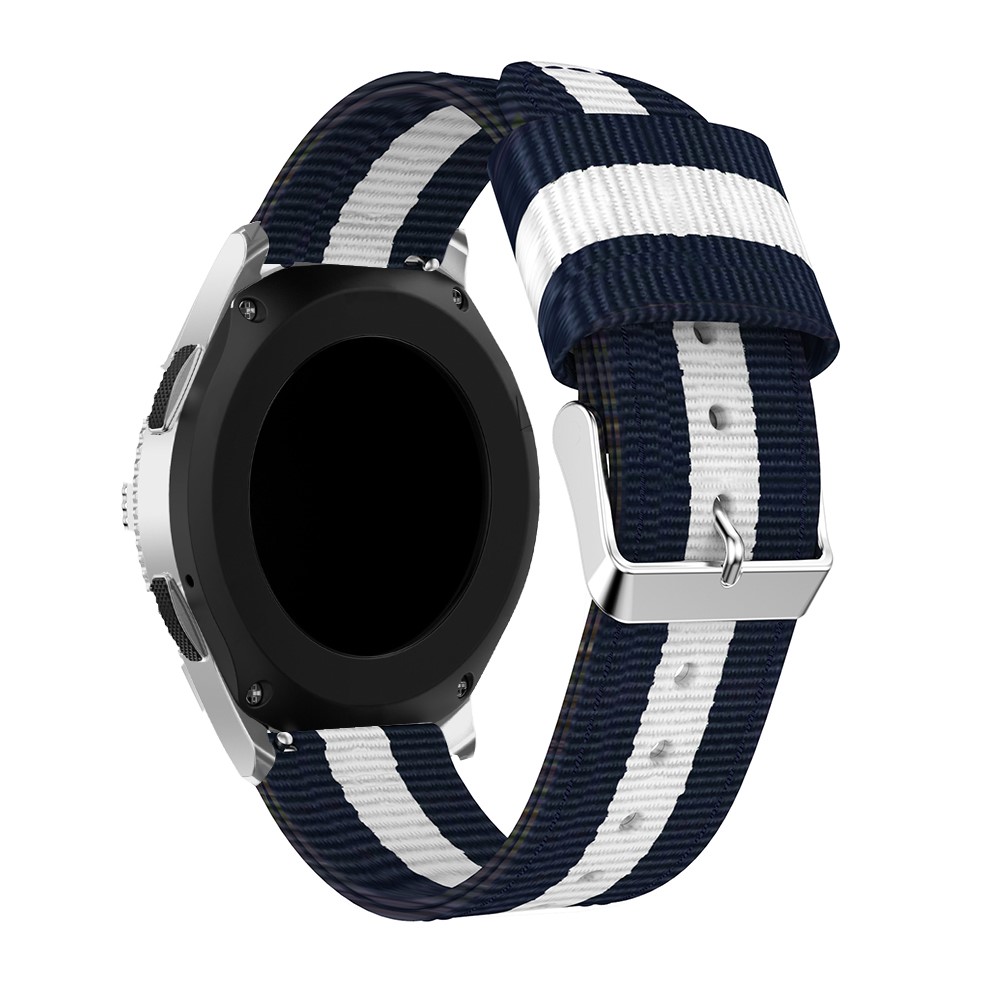  Nylon Armband Med Vertikal Design - Blå/Vit (22mm)
