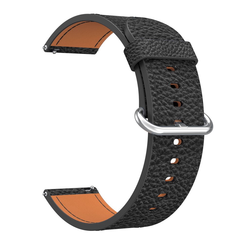  Äkta Läder Armband Med Klasssikt Spänne - Svart (22mm)