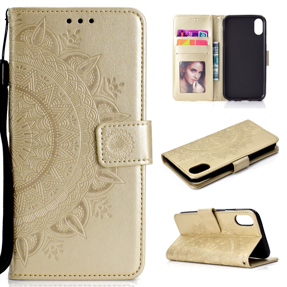  iPhone XR - Mandala Plånboksfodral - Guld