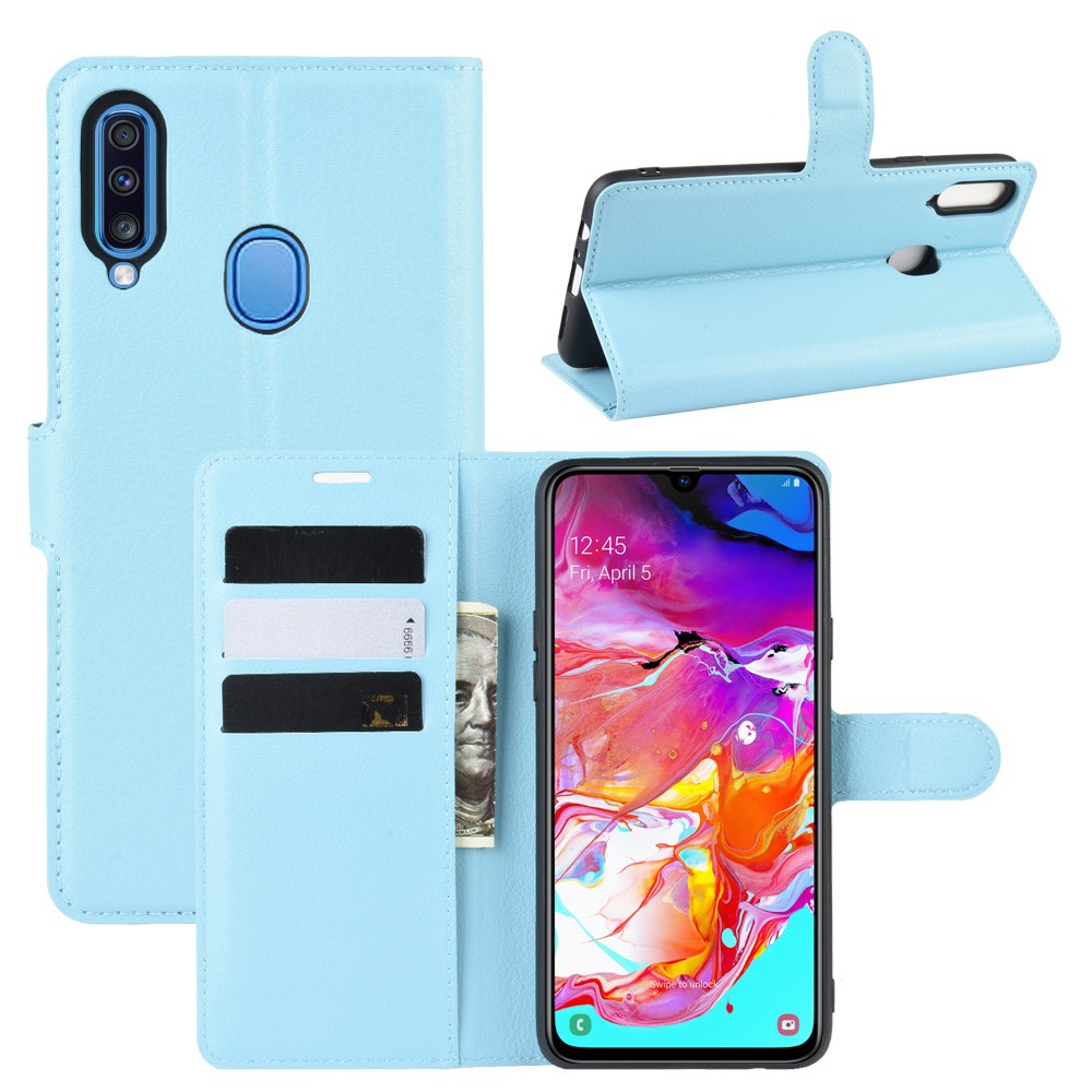  Samsung Galaxy A20s - Litchi Plånboksfodral - Ljus Blå