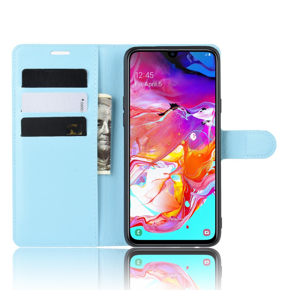  Samsung Galaxy A20s - Litchi Plånboksfodral - Ljus Blå