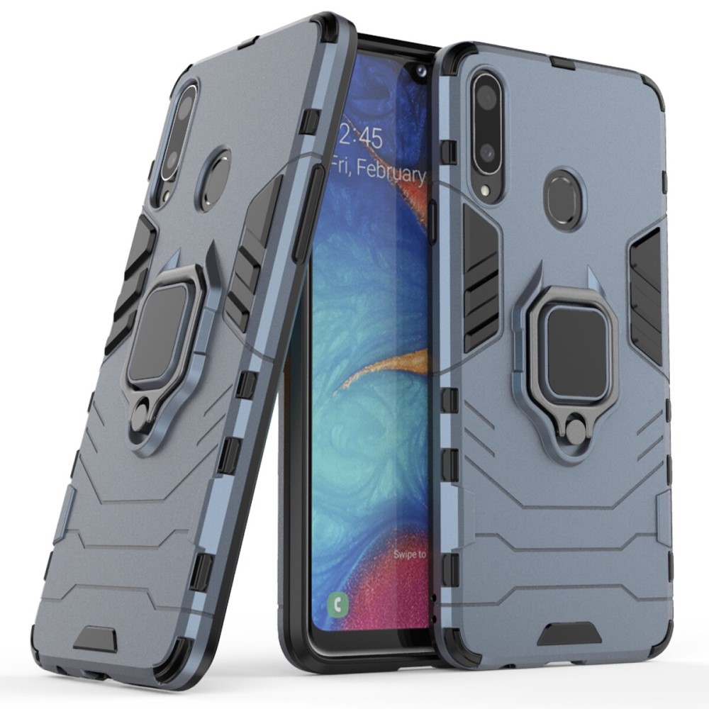  Samsung Galaxy A20s - Hybrid Ring Skal - Navy Blue