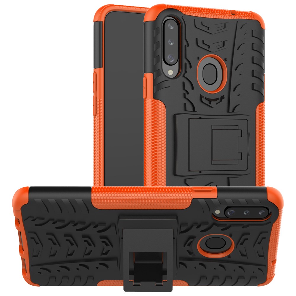  Samsung Galaxy A20s - Ultimata Stöttåliga Skalet med Stöd - Orange