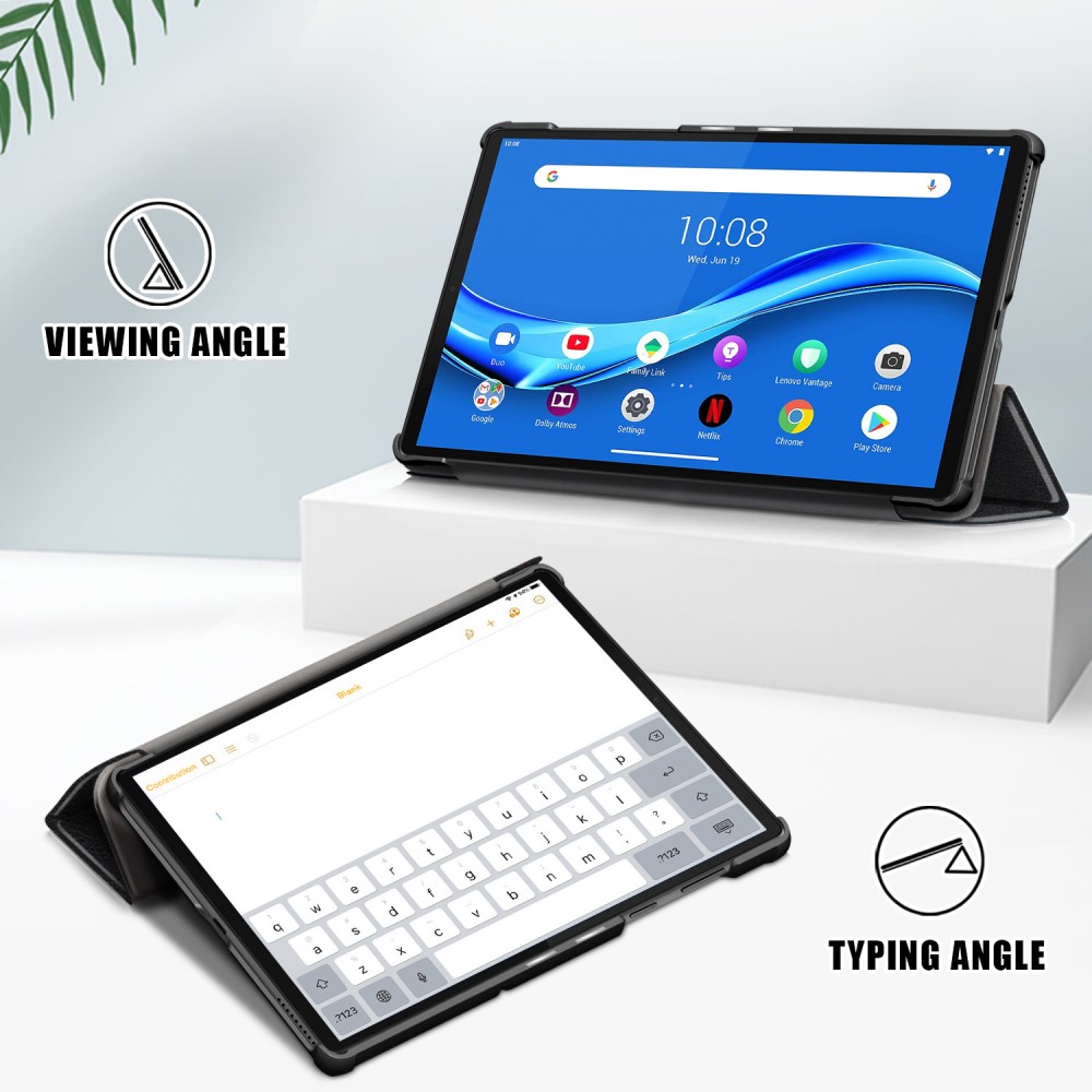  Lenovo Tab M10 Plus (2nd Gen) Tri-Fold Fodral Svart