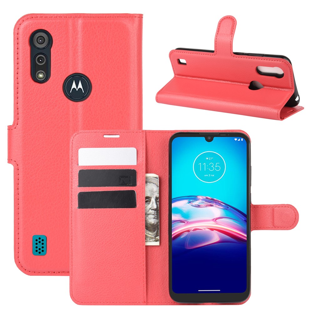  Motorola Moto E6s (2020) - Litchi Plånboksfodral - Röd