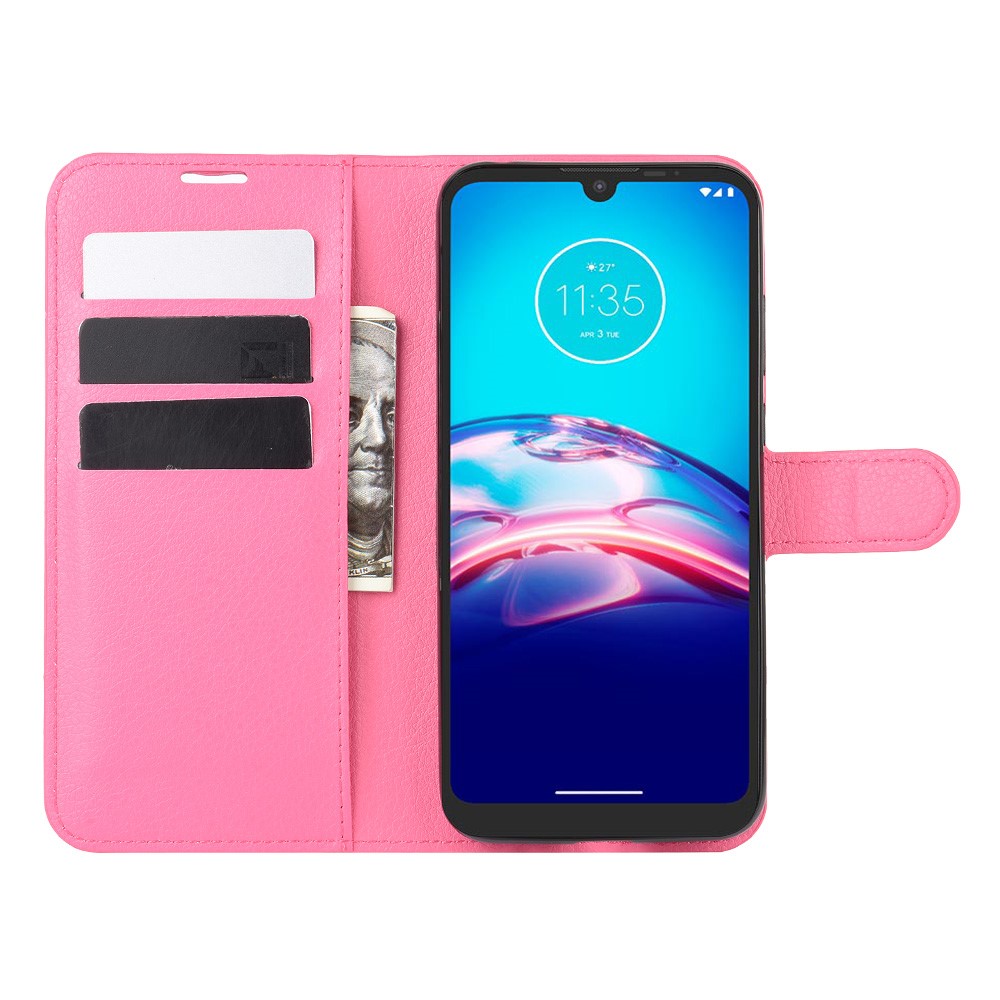  Motorola Moto E6s (2020) - Litchi Plånboksfodral - Rosa