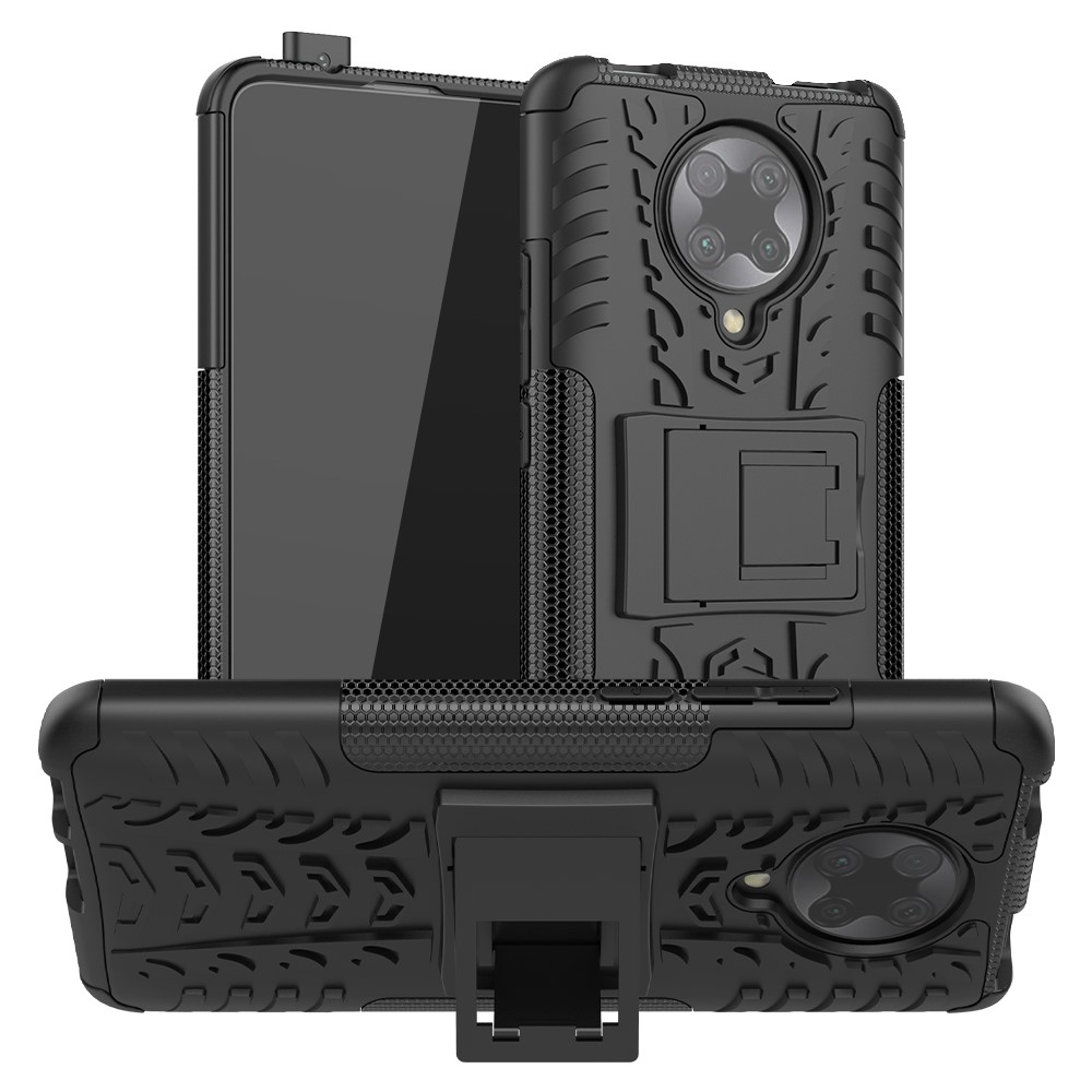  Xiaomi Poco F2 Pro - Stöttåligt Skal med Stöd - Svart