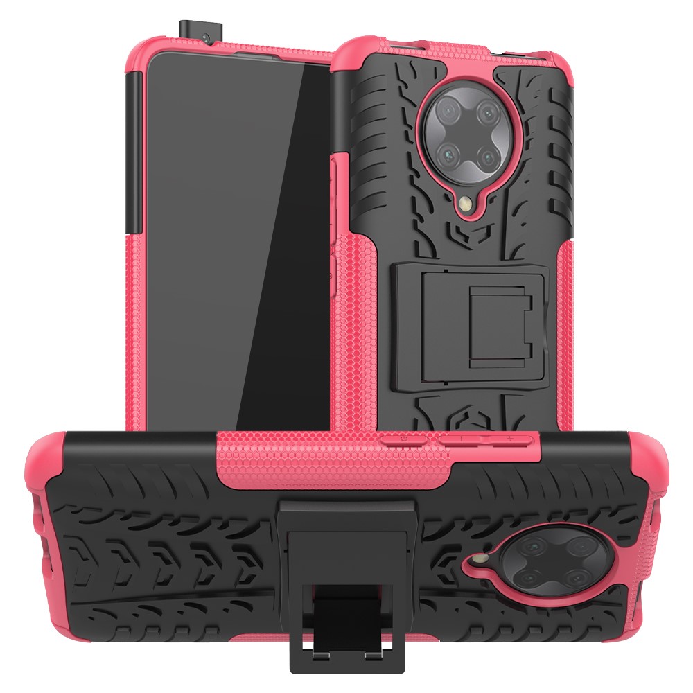  Xiaomi Poco F2 Pro - Stöttåligt Skal med Stöd - Rosa