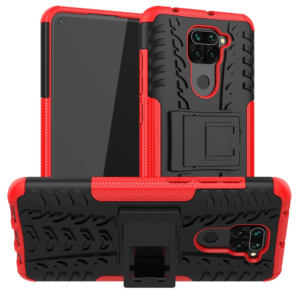  Xiaomi Redmi Note 9 - Ultimata Stöttåliga Skalet med Stöd - Röd