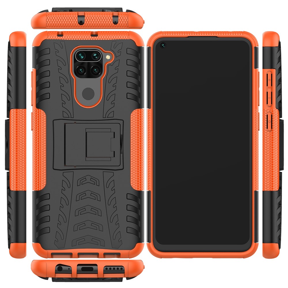  Xiaomi Redmi Note 9 - Ultimata Stöttåliga Skalet med Stöd - Orange