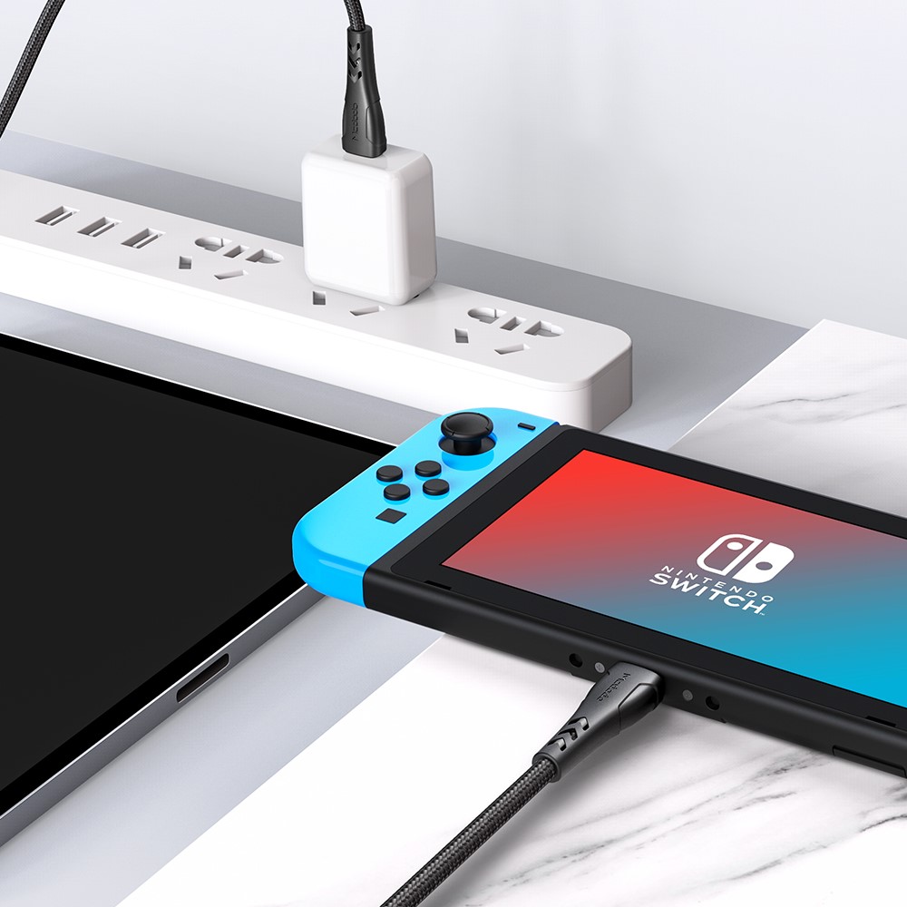 MCDODO MCDODO Snabbladdare 1.2m USB-C - USB-C Nylon Kabel - Svart