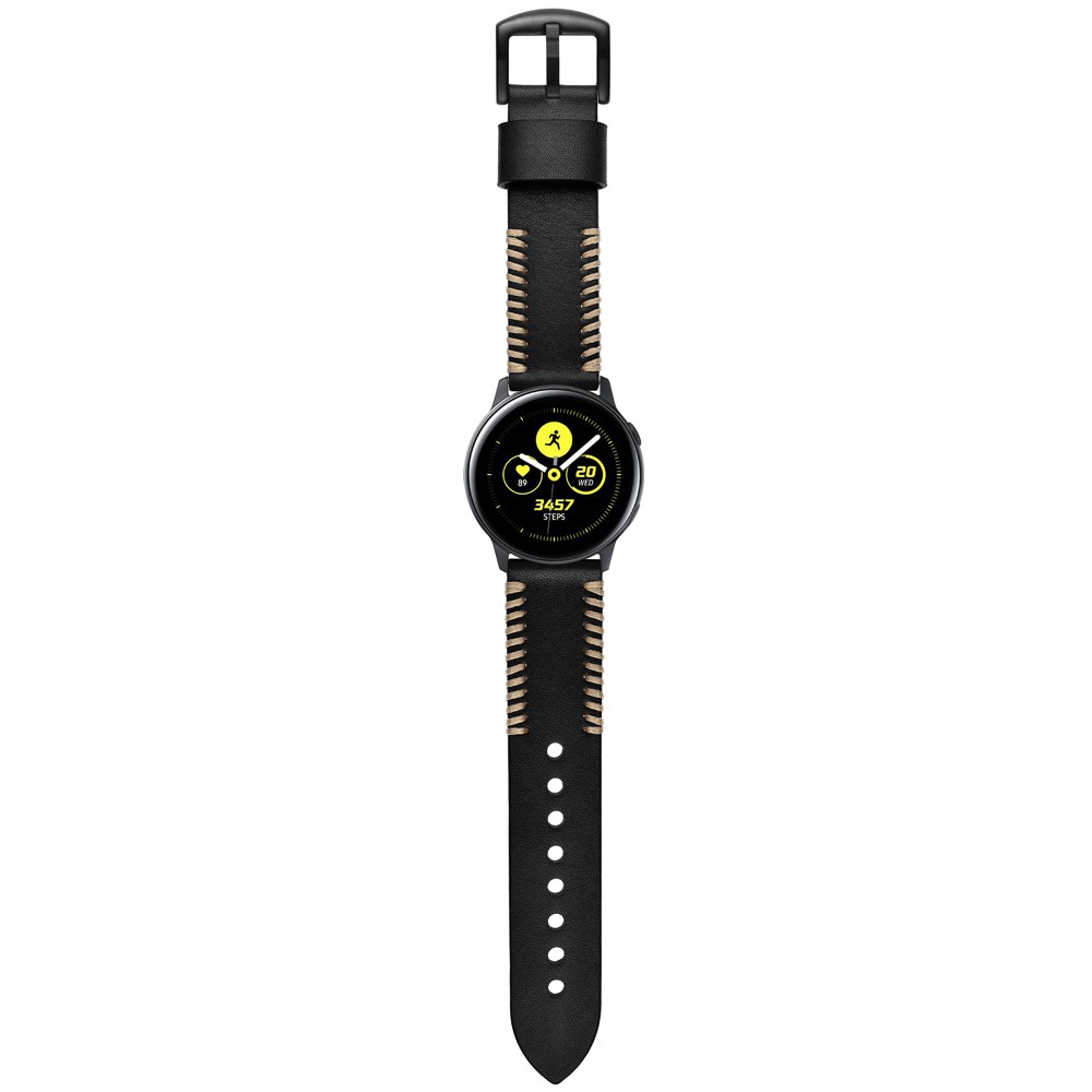  Äkta Läder Armband Vävd För Smartwatch - Svart (20 mm)