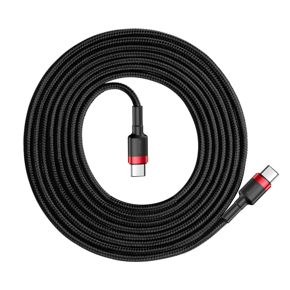 BASEUS BASEUS 60W 2m Type-C PD Flätad Nylon Kabel - Svart/Röd