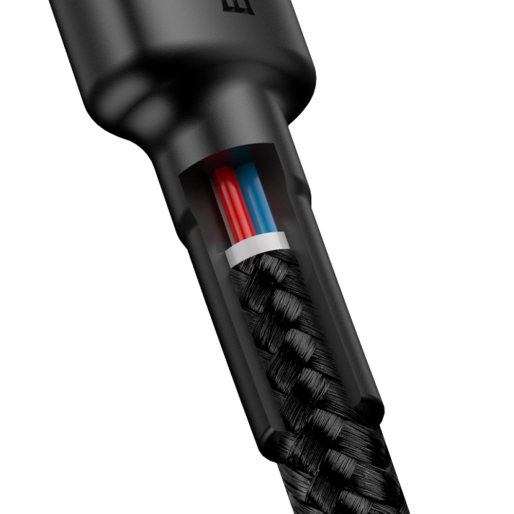 BASEUS BASEUS 60W 2m Type-C PD Flätad Nylon Kabel - Svart/Röd