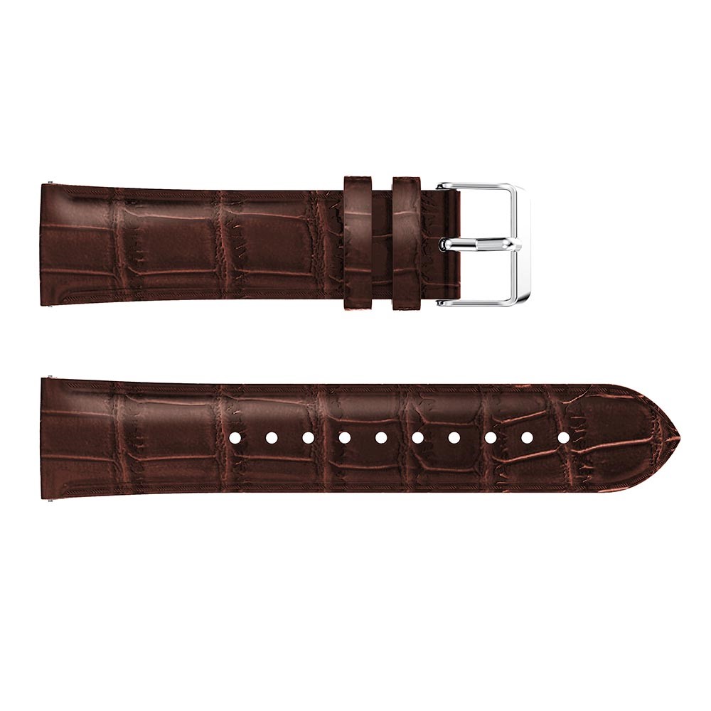  Äkta Läder Armband Krokodil Textur (20mm) - Brun