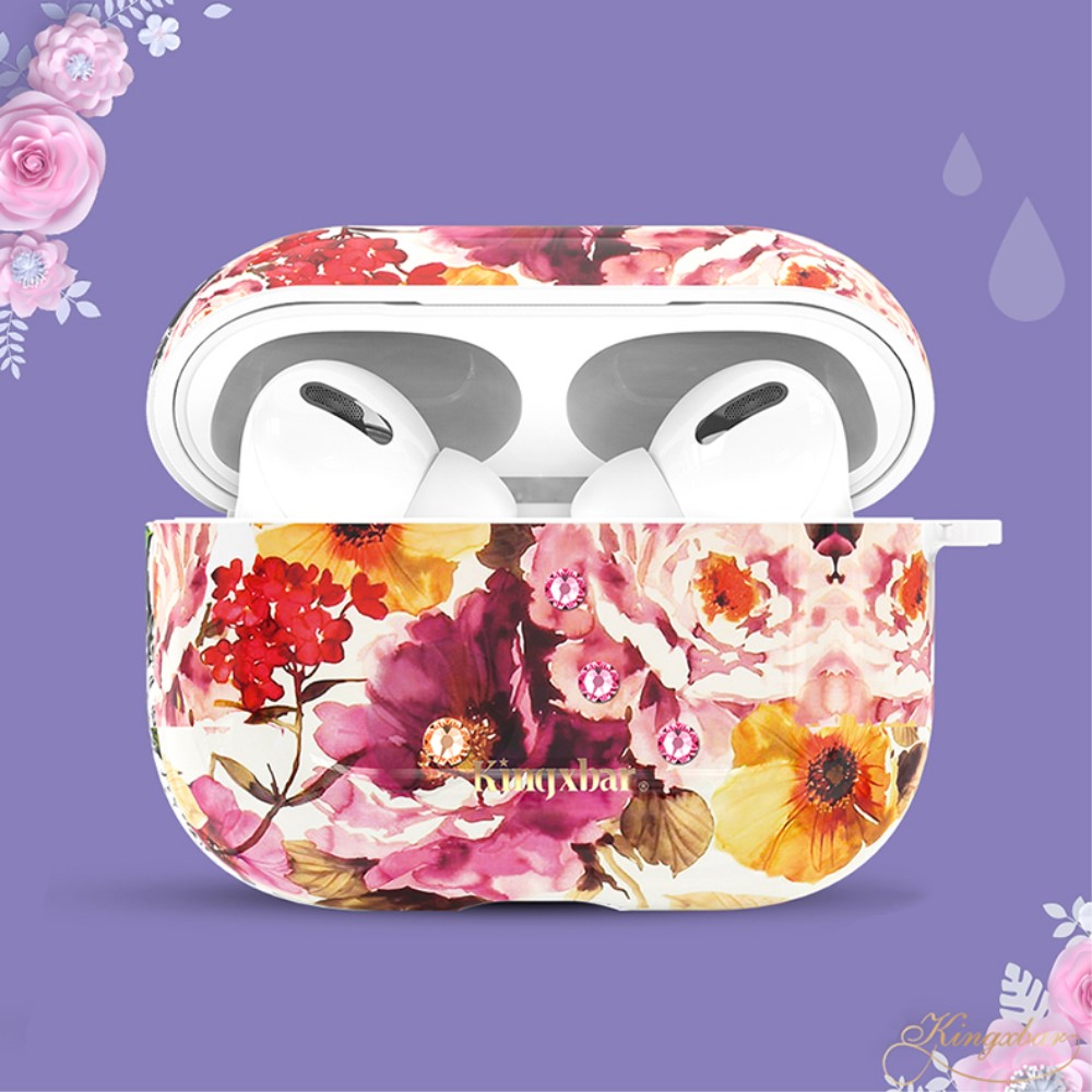 KINGXBAR AirPods Pro - KINGXBAR Swarovski Dekor Skal - Blommor