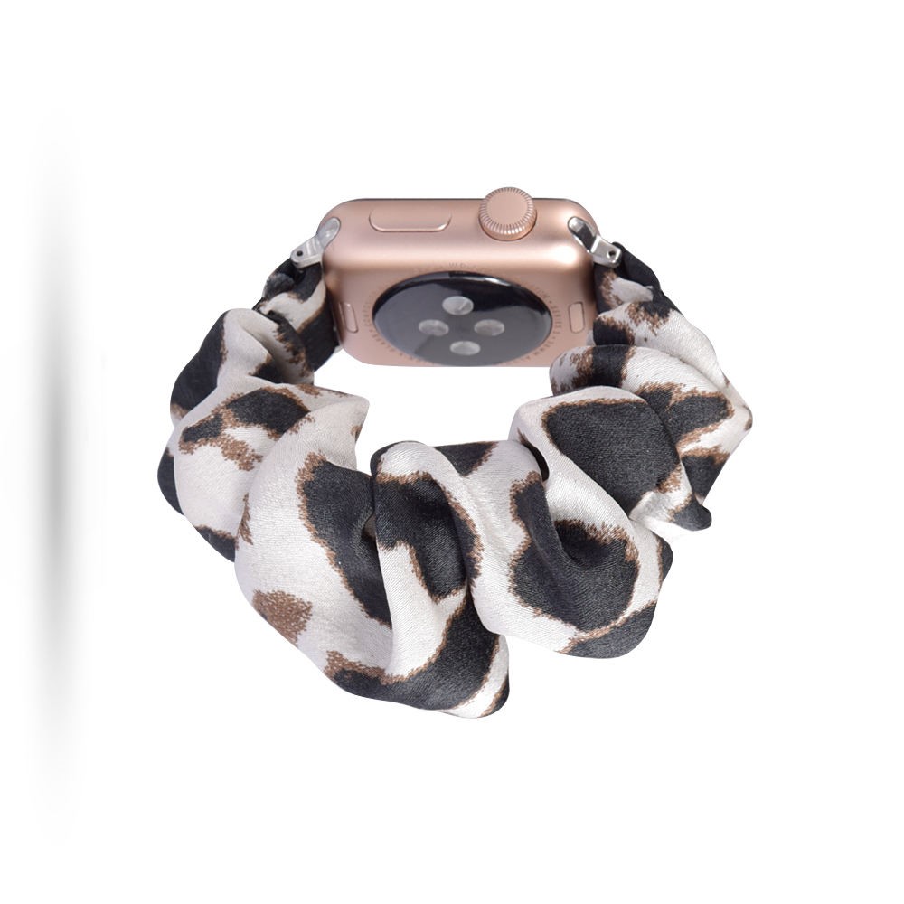  Scrunchie White Leopard Armband Apple Watch 42/41/40/38 mm