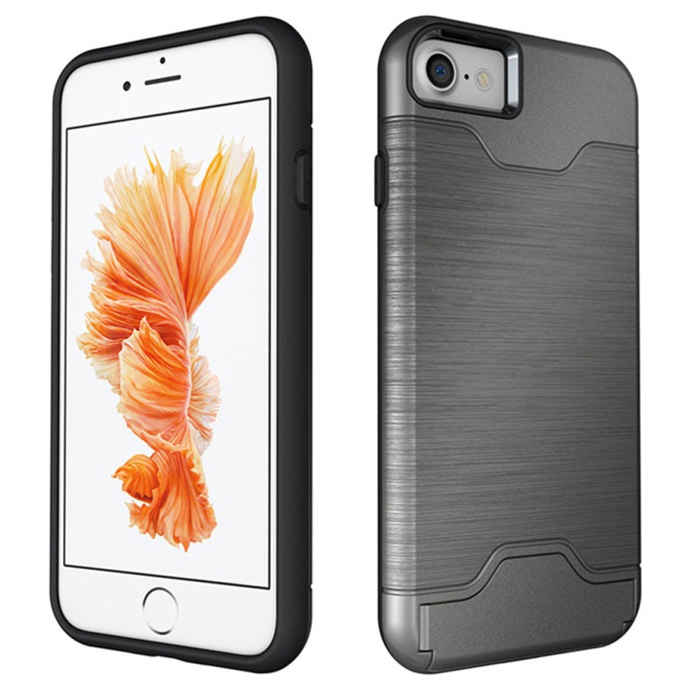  iPhone 7/8 Skal Med Kortfack Och Stöd - Grå