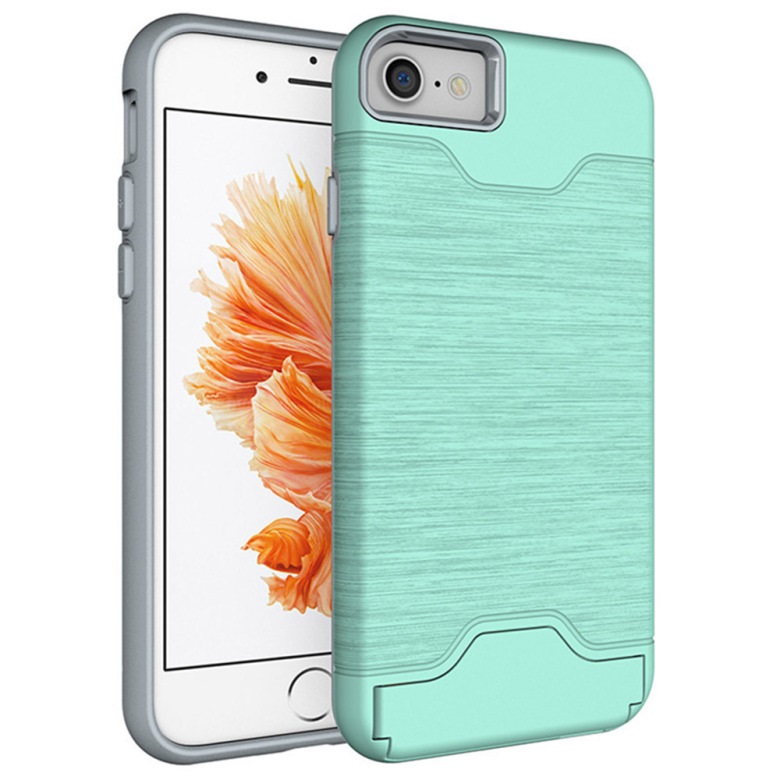  iPhone 7/8 Plus Skal Med Kortfack Och Stöd - Mint Grön