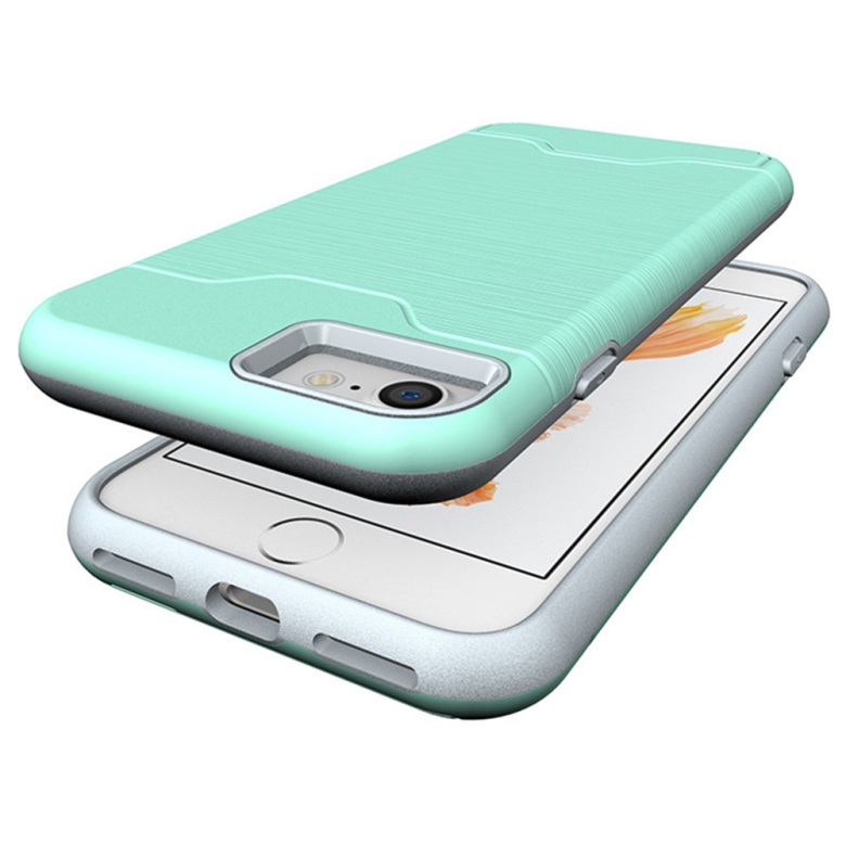  iPhone 7/8 Plus Skal Med Kortfack Och Stöd - Mint Grön