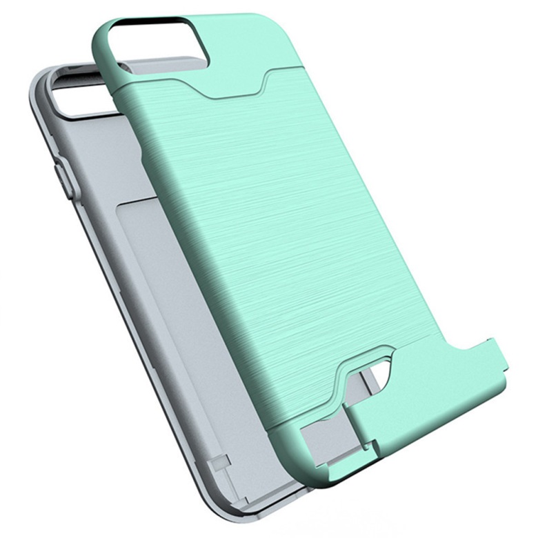  iPhone 7/8 Plus Skal Med Kortfack Och Stöd - Mint Grön