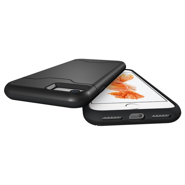  iPhone 7/8 Skal Med Kortfack Och Stöd - Svart