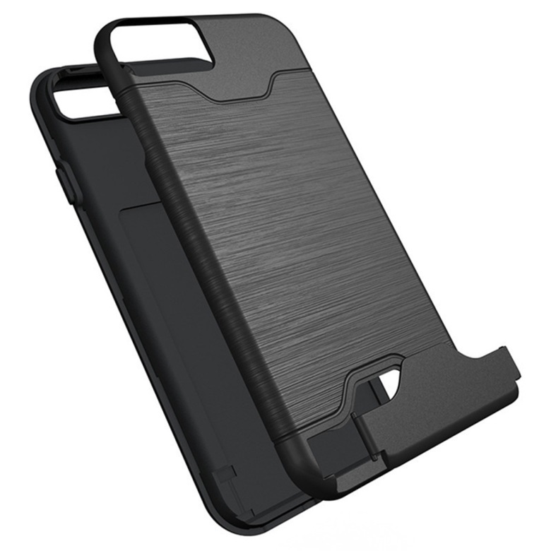 iPhone 7/8 Skal Med Kortfack Och Stöd - Svart