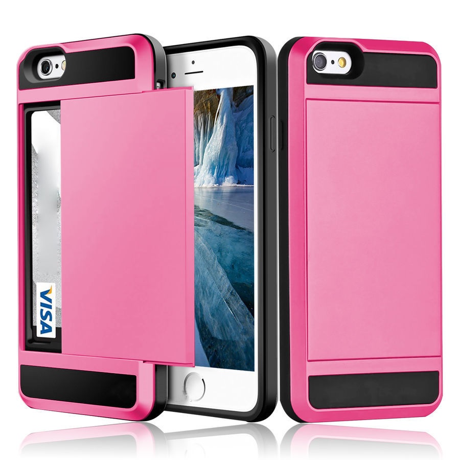  iPhone 6/6s Skal Hybrid Kortfack - Rosa