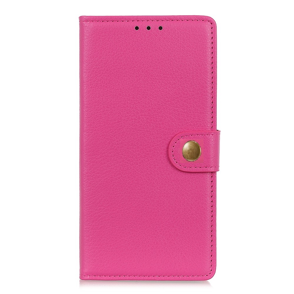  iPhone XS Max Fodral Solid Läder Magnetisk Mässing Rosa