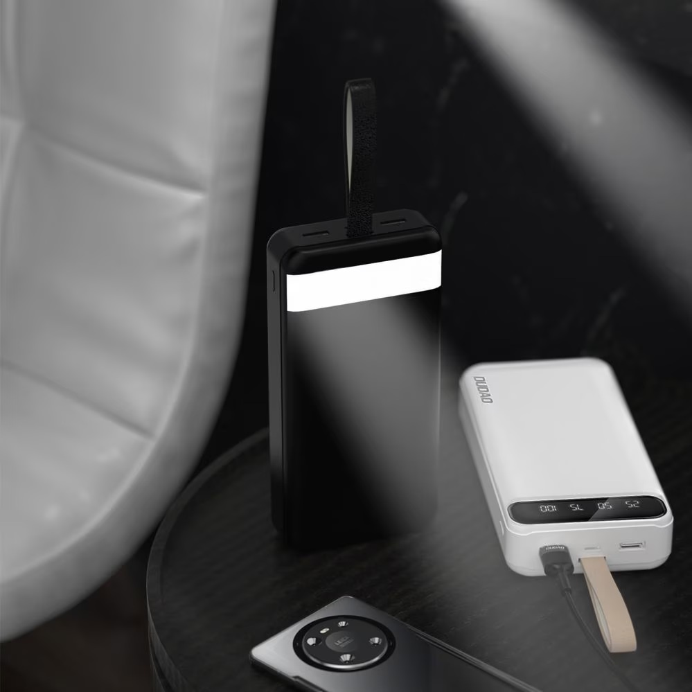DUDAO Dudao 30000 mAh Power Bank 3x USB med LED-display - Vit