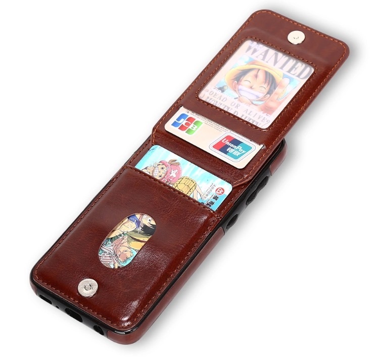  Samsung S8 Plus - Läderskal med korthållare - Brun