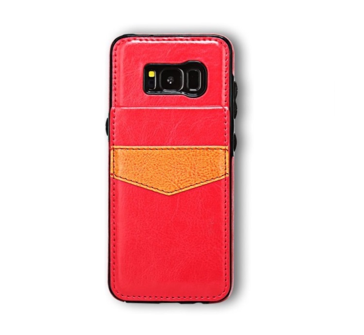  Samsung S8 Plus - Läderskal med korthållare - Röd