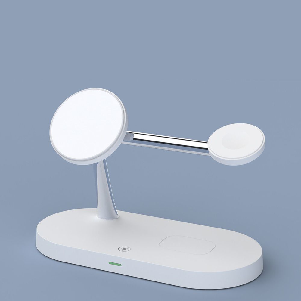 Tech-Protect Tech-Protect 15W LED 3in1 Magnetisk MagSafe Laddare Vit