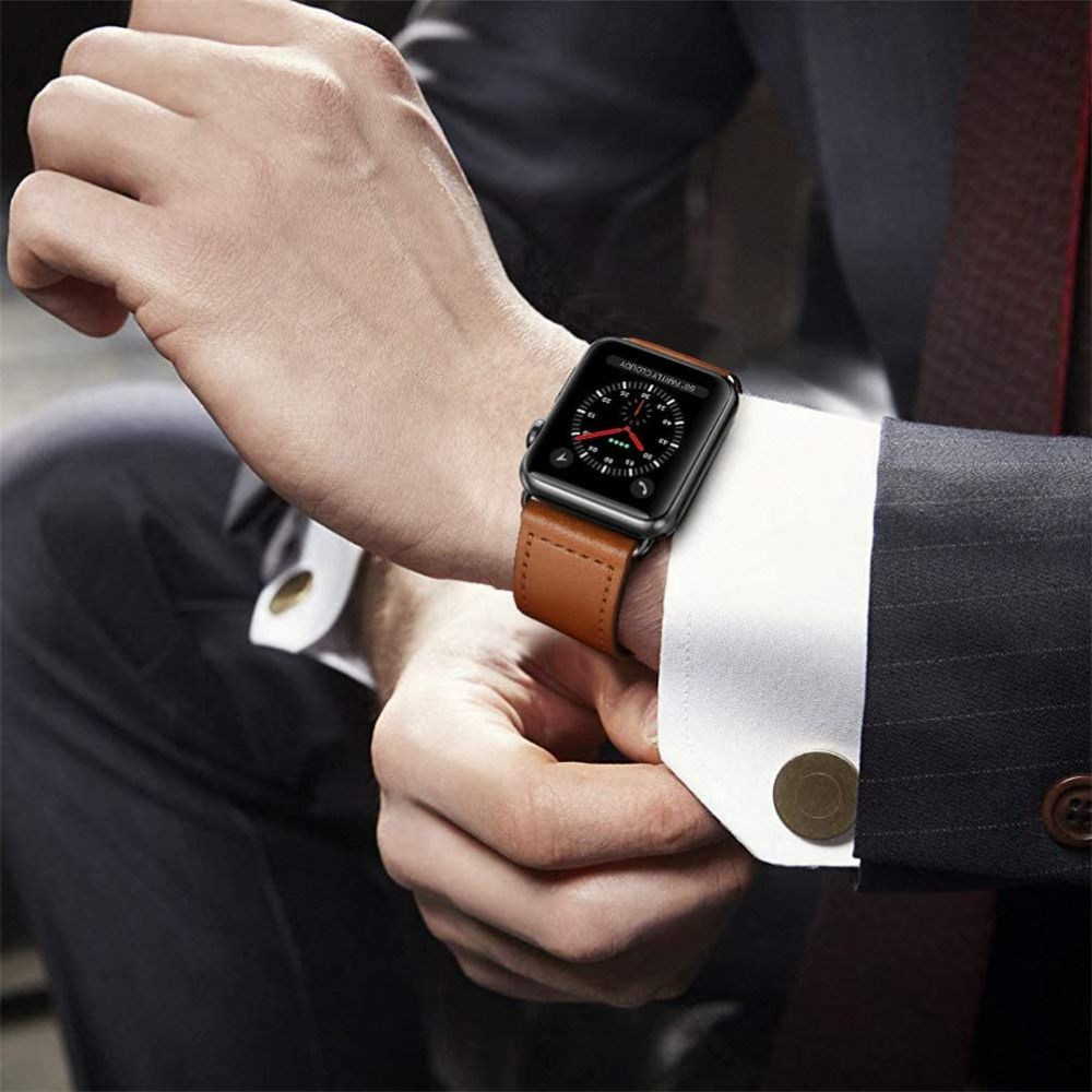 Tech-Protect Tech-Protect Äkta Läder Armband Apple Watch 42/44/45/46/49 mm Brun