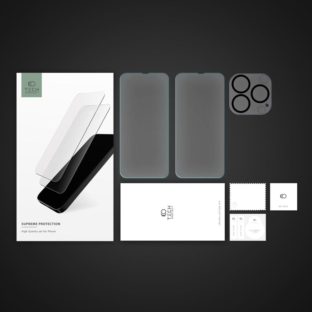 Tech-Protect Tech-Protect iPhone 14 Pro Max 3-PACK Skärmskydd/Linsskydd