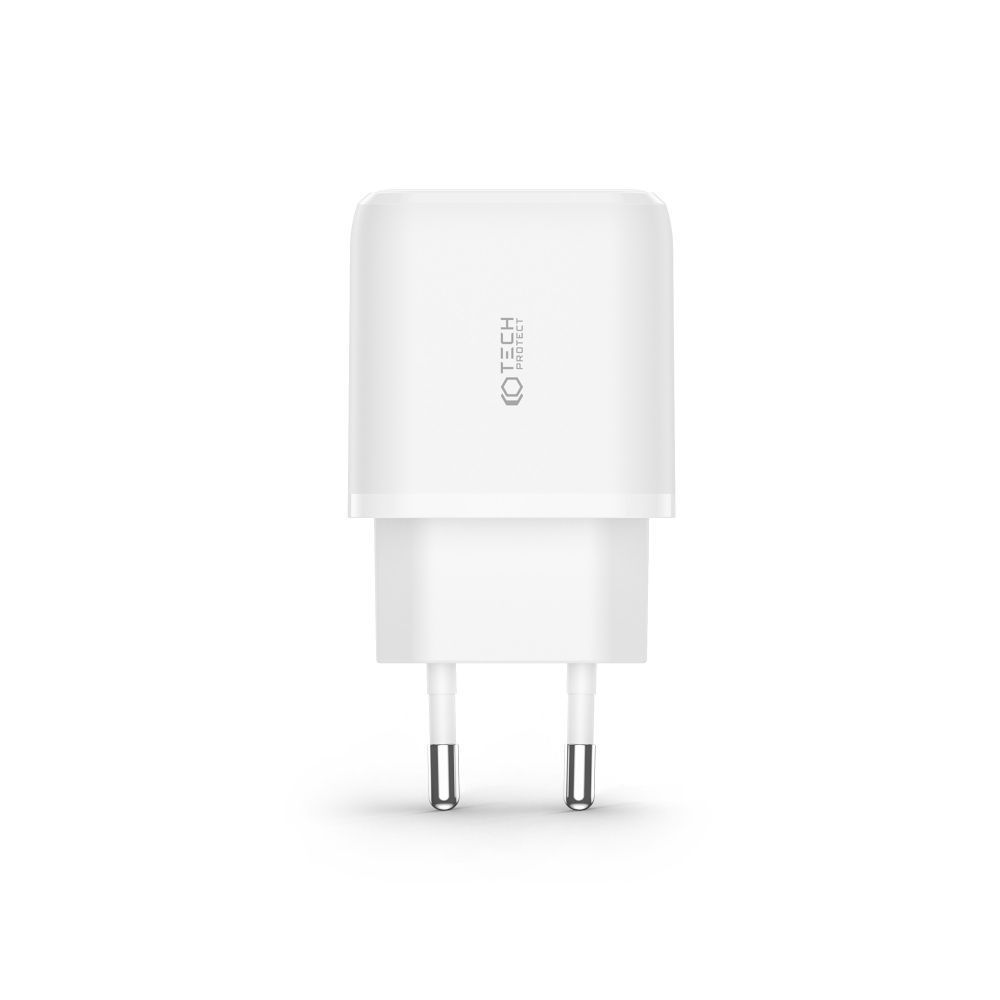 Tech-Protect Tech-Protect 20W Väggladdare PD Inkl. USB-C - USB-C Kabel Vit