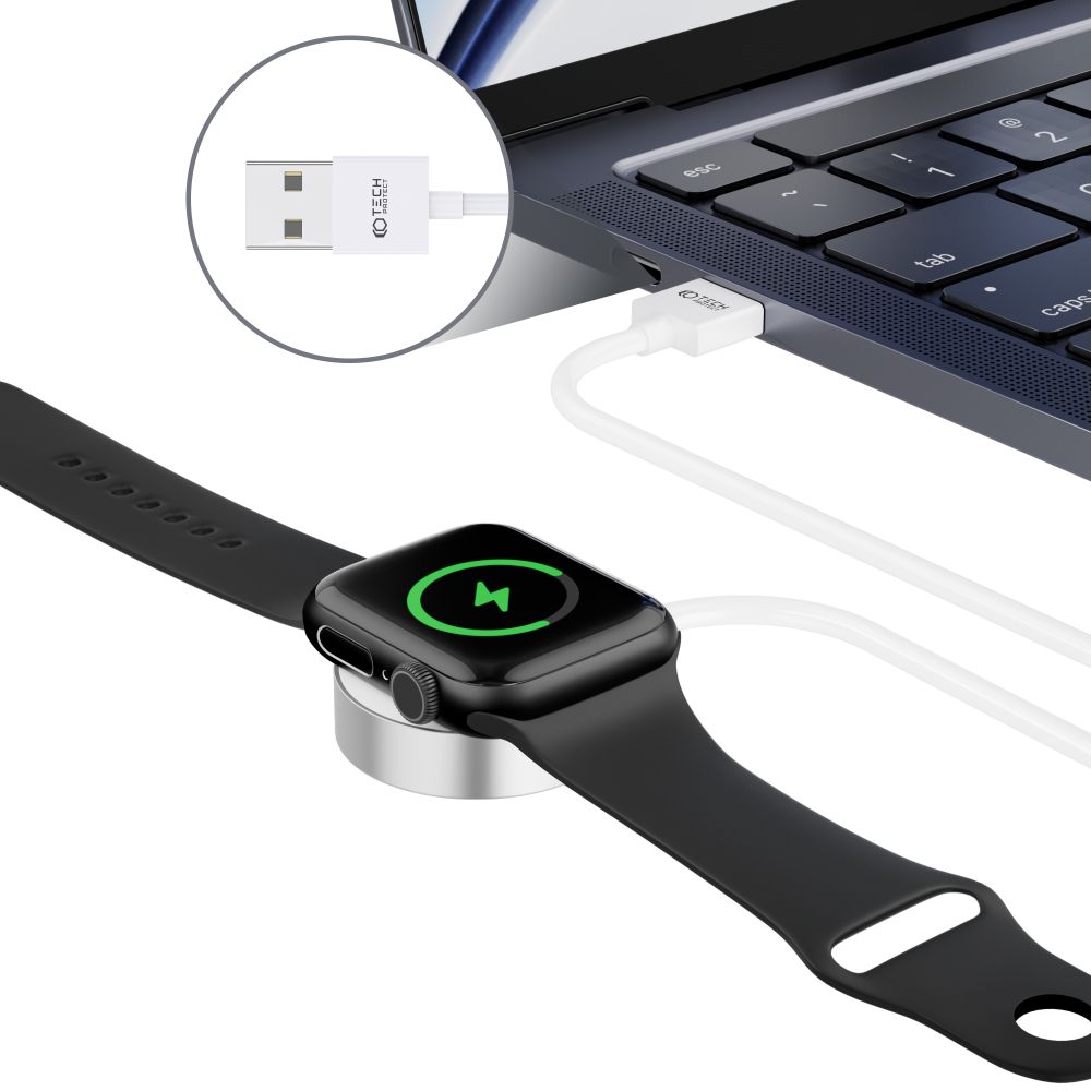 Tech-Protect Tech-Protect 1.2m Trådlös Laddare För Apple Watch Vit