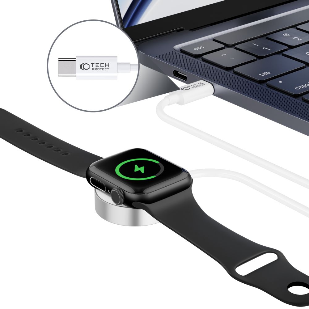 Tech-Protect Tech-Protect 1.2m USB-C Trådlös Laddare För Apple Watch Vit