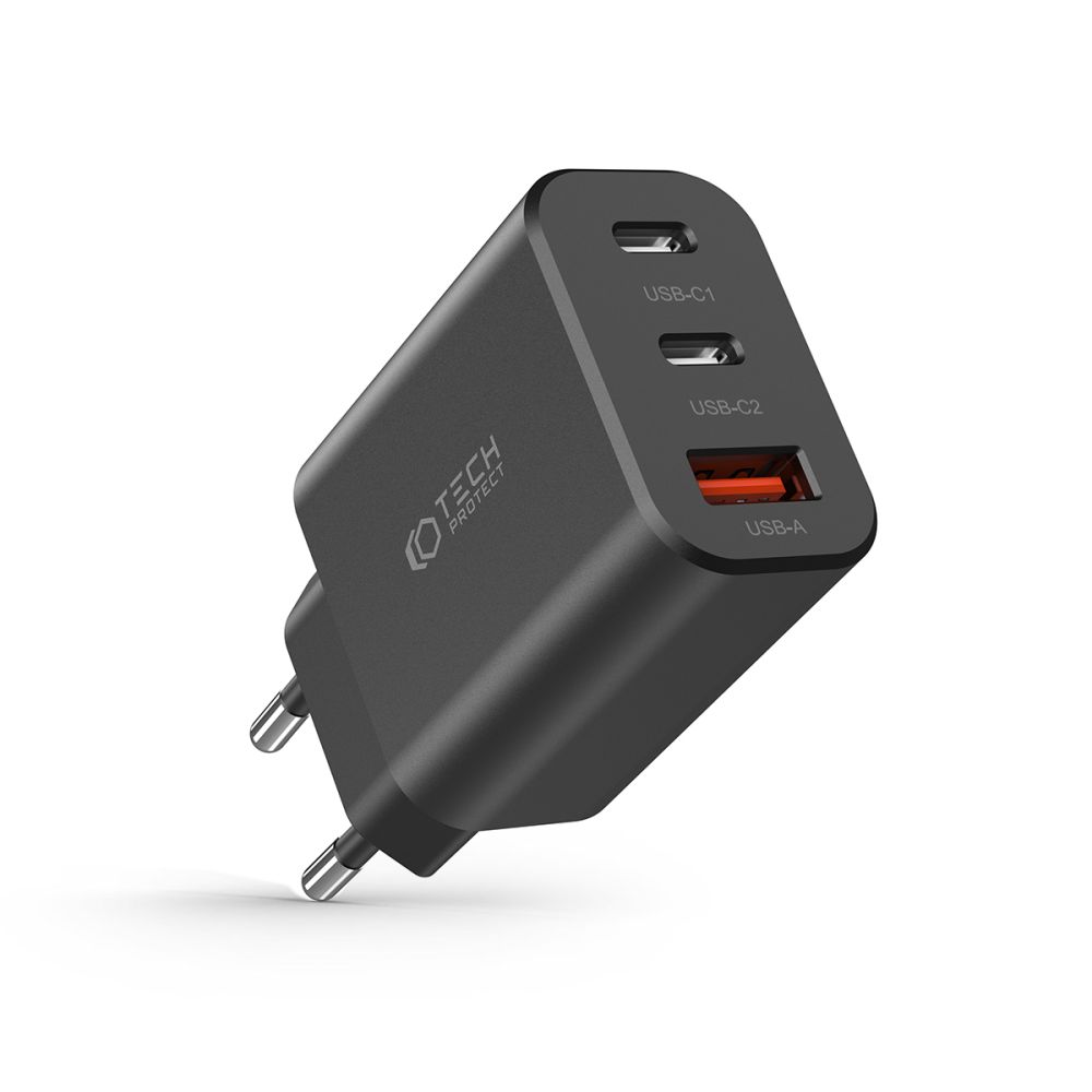 Tech-Protect Tech-Protect 30W PD/QC Väggladdare 2x USB-C 1x USB-A Svart