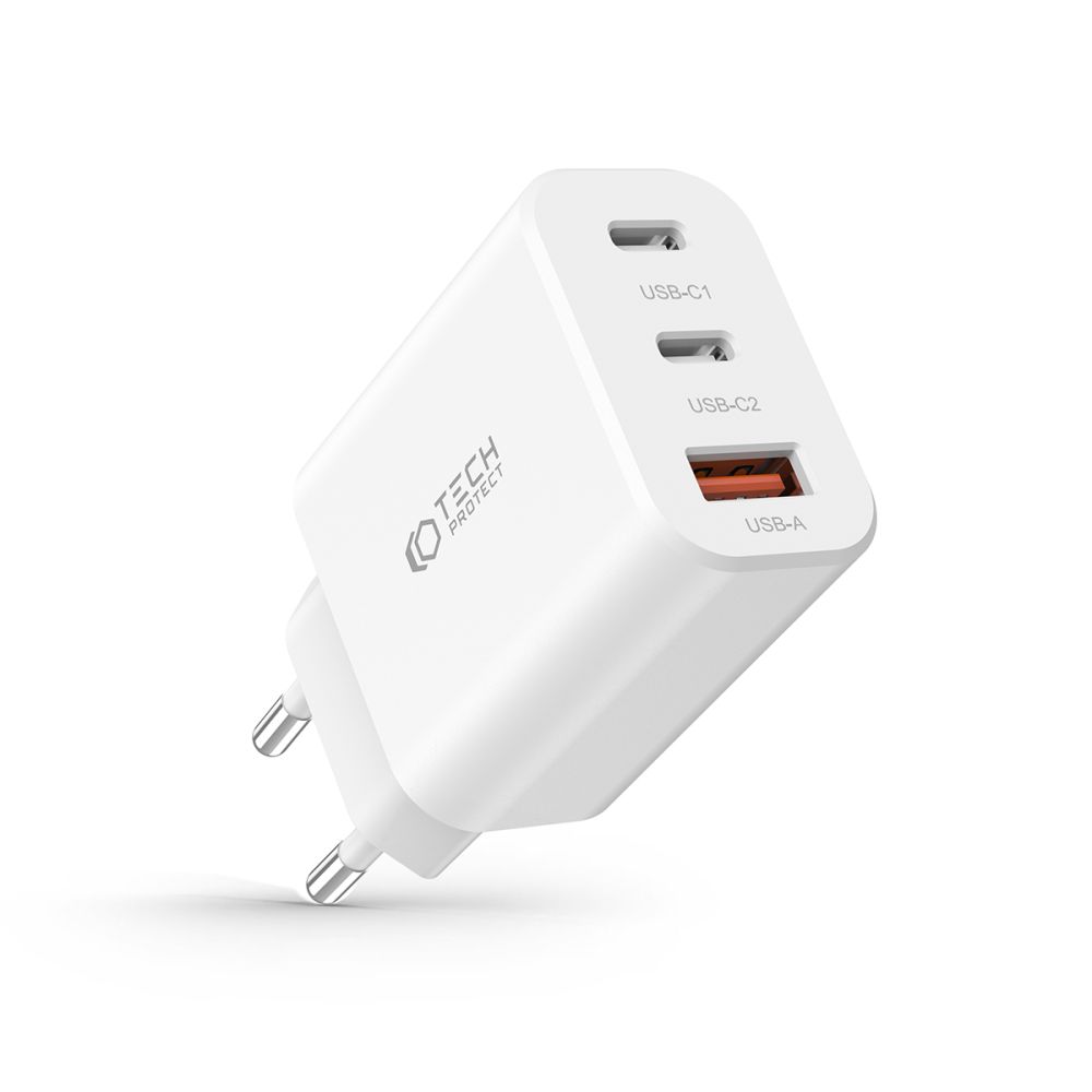 Tech-Protect Tech-Protect 30W PD/QC Väggladdare 2x USB-C 1x USB-A Vit