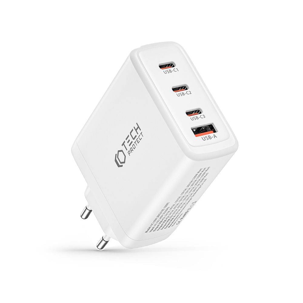 Tech-Protect Tech-Protect 100W GaN PD/QC Väggladdare 3x USB-C 1x USB-A Vit