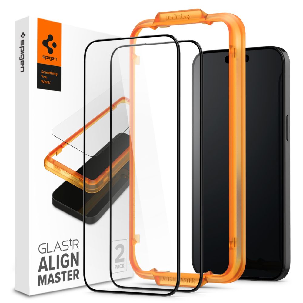 Spigen Spigen iPhone 15 2-PACK ALM Glas FC Heltäckande Skärmskydd