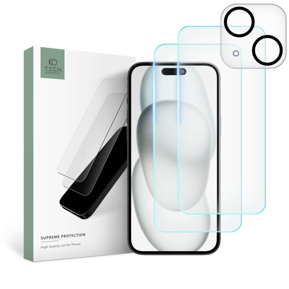 Tech-Protect Tech-Protect iPhone 15 3-PACK Skärmskydd/Linsskydd
