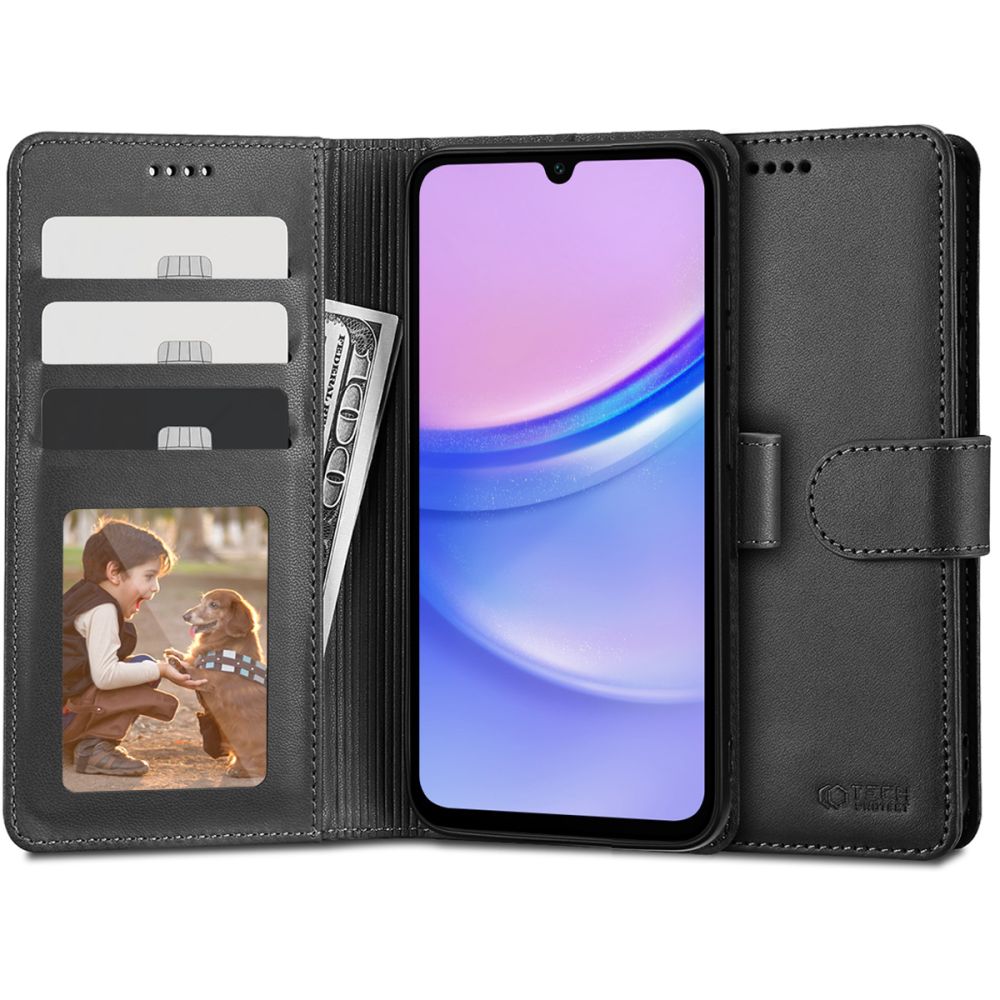 Tech-Protect Tech-Protect Samsung Galaxy A15 4G/5G Fodral Läder Svart